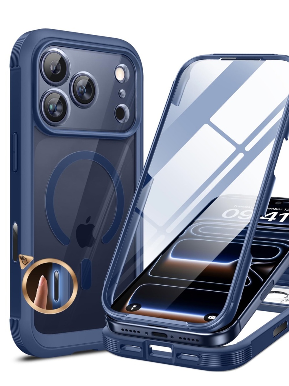 iPhone 17 PRO Case Built-in Glass Screen Protector MagSafe Compatible - BLUE